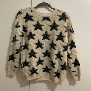 Shaggy Metallic Star Sweater